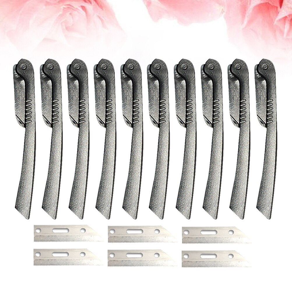 10pcs Trimmer Durable Razor Trimmer Shaver with 6pcs Blads for Girls: Black