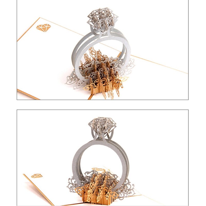 3D Pop Up Ring Wedding Invitation Card Birthday Christmas Mother&#39;s Day Gif