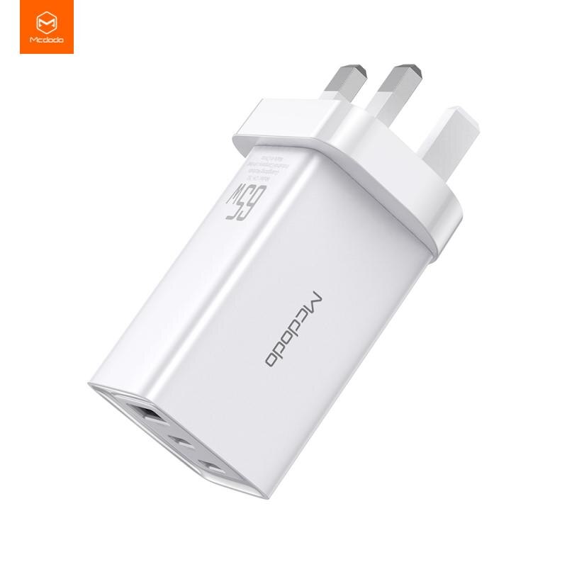 GaN Charger 65W Quick Charge 4.0 PD Fast Charge AFC FCP Travel Charger For Macbook Pro For Xiaomi iPhone 11 X XS Huawei Mate20: UK Plug White