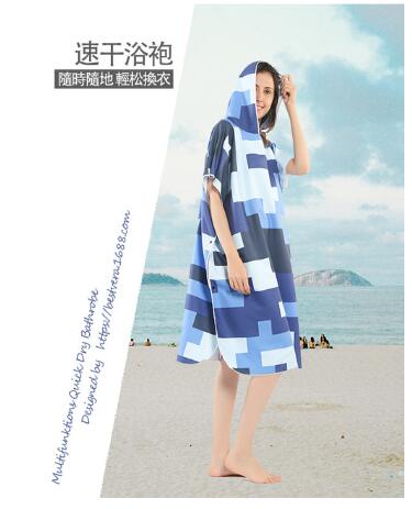 Quick Drying Changing Robe Beach Towel Outdoor Sports Hooded Bath Towel Poncho Soft Beach Swimming Towels Cloak: 17