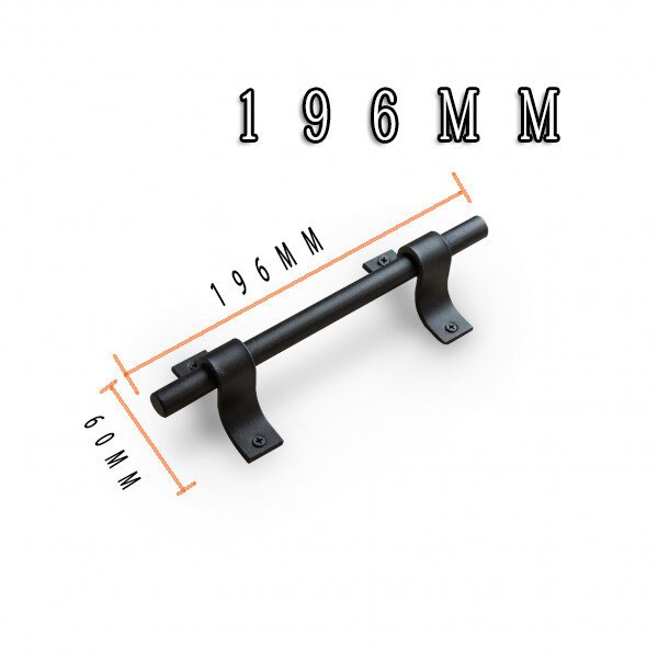 Black carbon steel Sliding Barn Door Pull Handle Sliding Closet Gate Cabinet Door Handle: 196mm