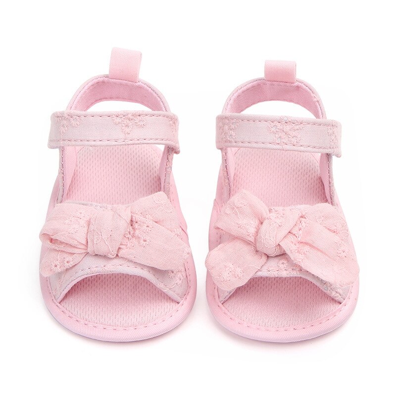 Sandálias para bebês meninas, sapatos de algodão para bebês recém-nascidos, com laço, sandálias de princesa, sapatos para meninas: Rosa / 13-18 meses