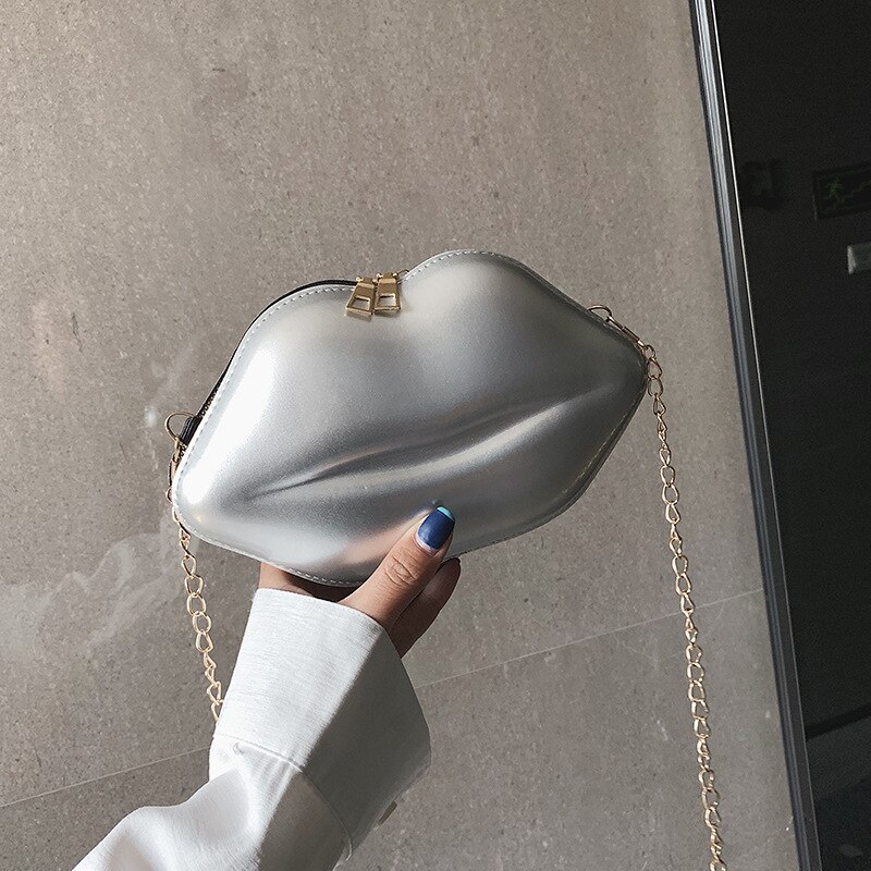 Lips Shape PVC Handbags Women Zipper Shoulder Bag Crossbody Messenger Phone Coin Bag Evening Party Clutches Bolsas Feminina Saco