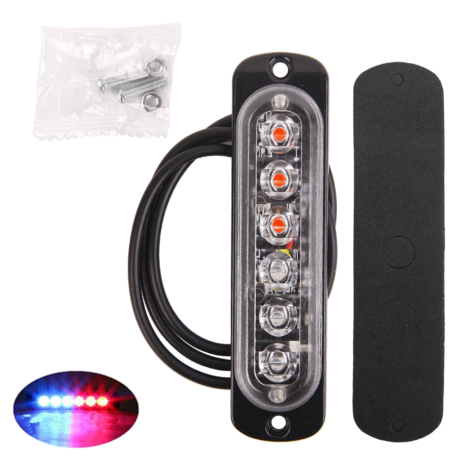 6 LED-Blinkwarnleuchten für LKW, Auto, Motorrad, Gelb, Weiß, 18 Blitzmodi, Notfalllampe, 12–24 V, seitliche, hohe, helle Lichter: RGB