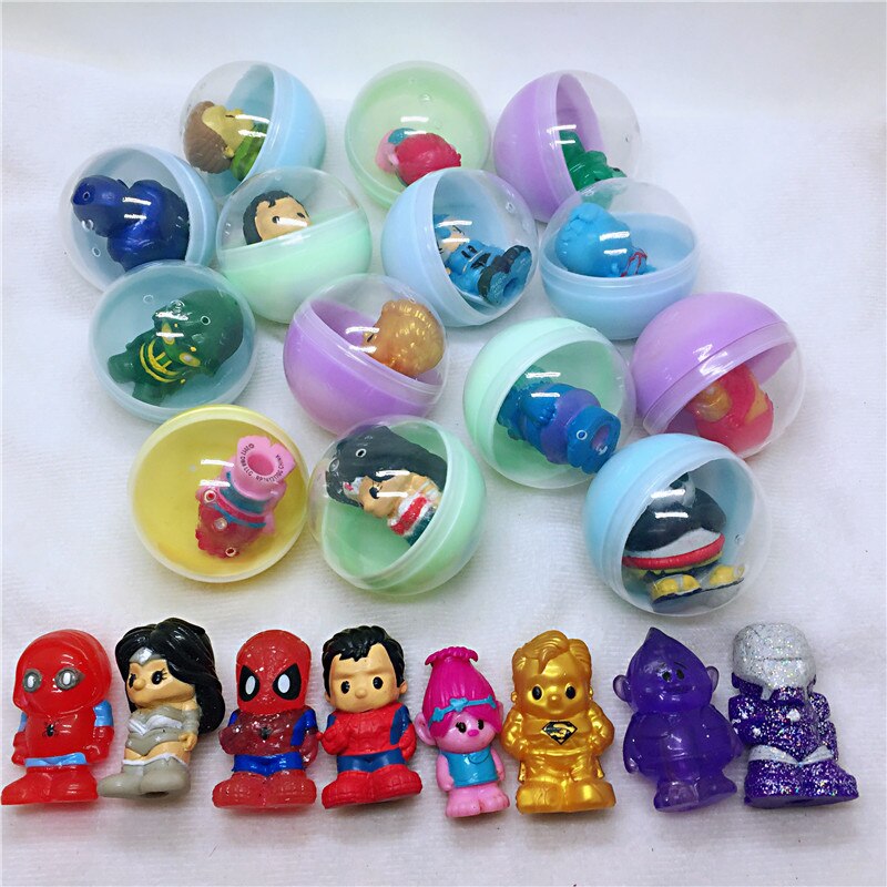 10pc/lot 45mm diameter plastic color balls capsules toys with inside mini dolls toys randomly mix for vending machine: NO.9