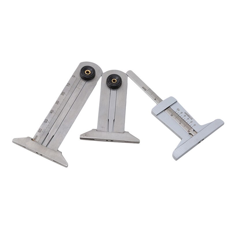 Patrón de neumático de Metal, calibrador de profundidad de ranura Vernier, herramienta de medición, patrón de neumático, regla de seguridad de 30mm 50mm 60mm