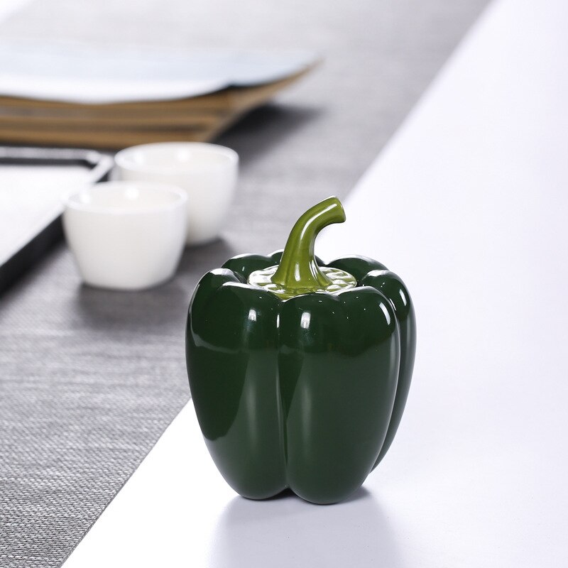 Pepper Shape Ceramic Tea Pot Ceramic Sealed Storage Tank Table Decoration Storage Containers Kitchen Seasoning Porcelain Jar: 3