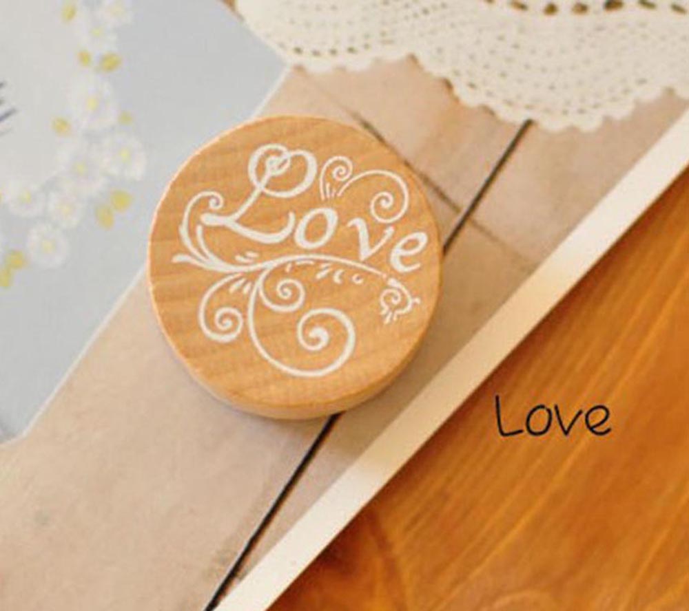 1pc tak træ gummistempel til scrapbooking velsignelse lykønskningsbrev til dig held og lykke håndlavet håndværk rundt træstempel: Kærlighed