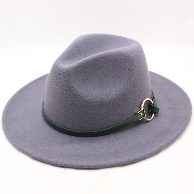 BING YUA HAO XUAN Brand Ladies Fedora Hat Wool Wide Winter Cap Felt Hats Women Hat Children: grey