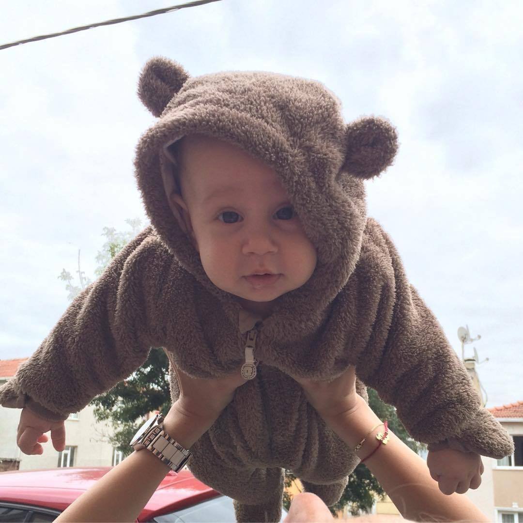 Polar Fleece Jumpsuit Kindje Winter Overalls Pasgeborenen Kerst Lange Mouw Teddybeer Footie Fleece Baby Meisje Jongen Romper Kleding