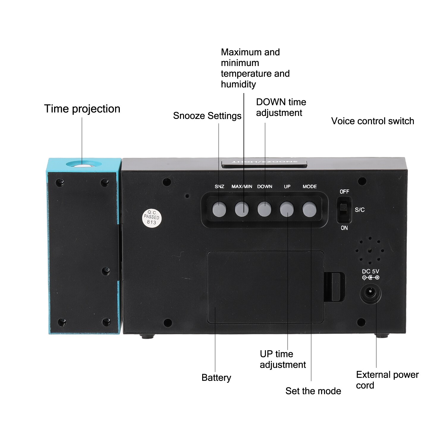 Led Backlight Digital Display Screen Weer Klok Weersverwachting Projectie Klok Wekker Temperatuur Vochtigheid Klok