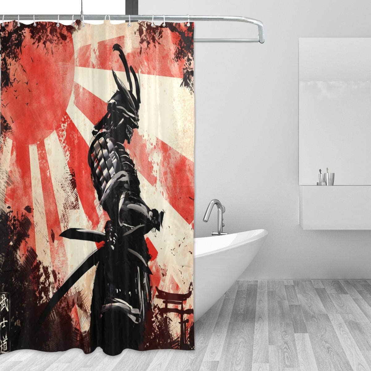 Decorazione domestica impermeabile del bagno del sole rosso giapponese del Samurai