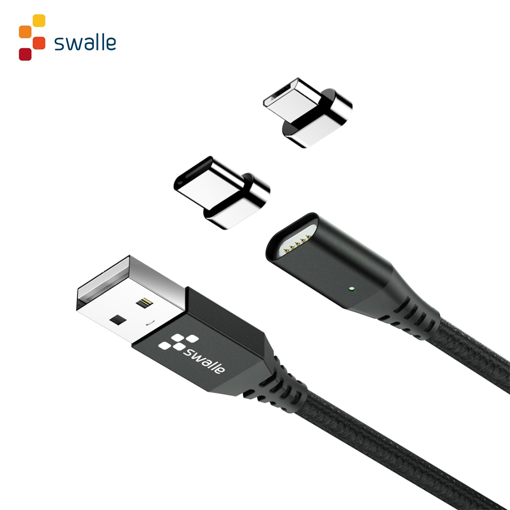 Swai cabo magnético micro usb tipo c, cabo de carregamento rápido para samsung s8 s9 plus, iphone x xr xs max