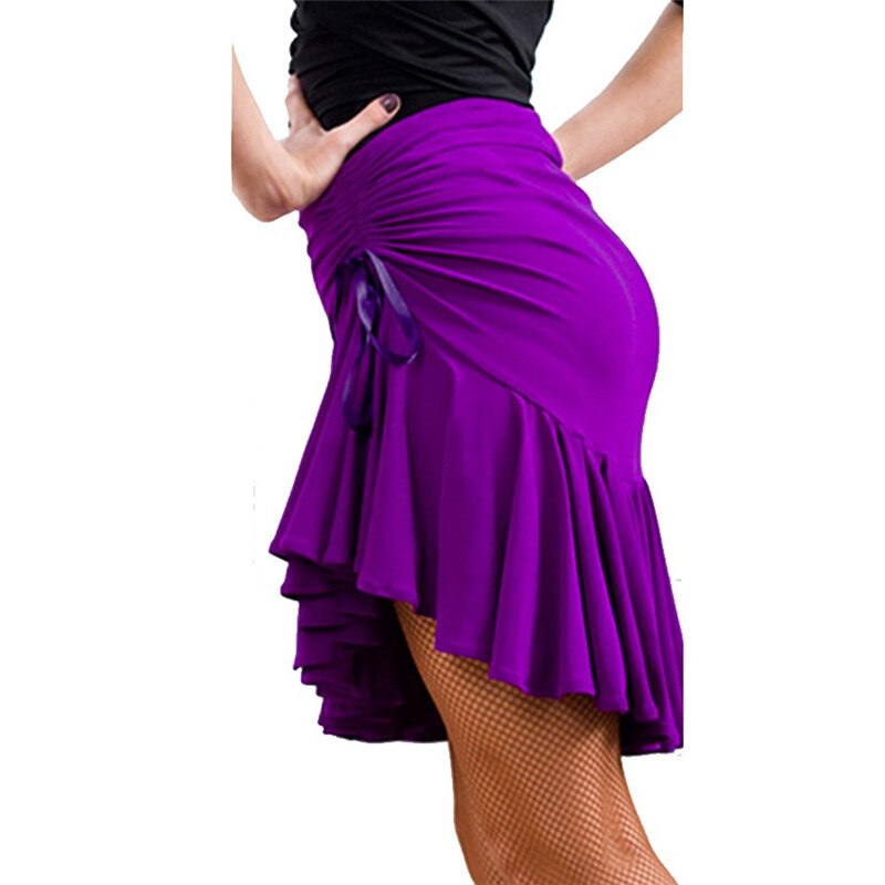 Latin Dance Skirt Salsa Tango Rumba Cha Cha Ballroom Dance Skirts Square Dance Purple Black Hip Hop Women Latin Dance Dress
