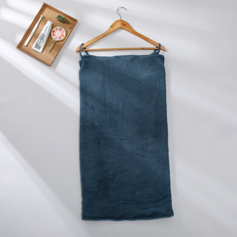 Polyester Coral Velvet Sling Bath Towel Woman Summer Thicken Wearable Bathing Towels Soft Comfortable Decorations Household: Navy