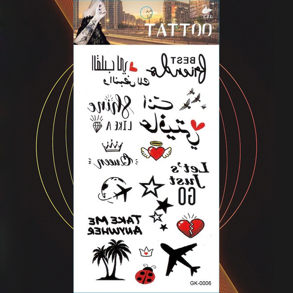 Attrapeur de rêves saint valentin tatouage temporaire autocollant guitare tatouages Sika cerf et hérisson Art corporel bras imperméable faux Tatoo: gk-0006