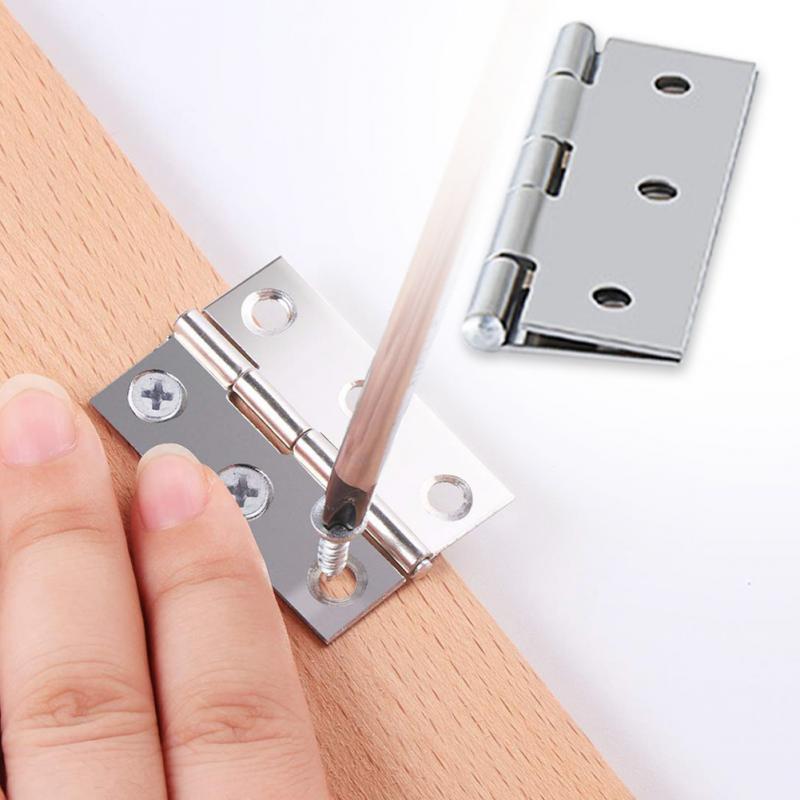 20 Pcs Folding Stainless Steel Hinges Silver Tone Home Furniture Hardware Door Hinge 2" for Doors, Drawer, Jewellery Box Repair