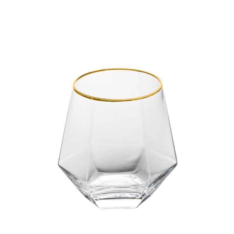 Crystal Diamond Water Glass with Gold Rim, Househo... – Vicedeal