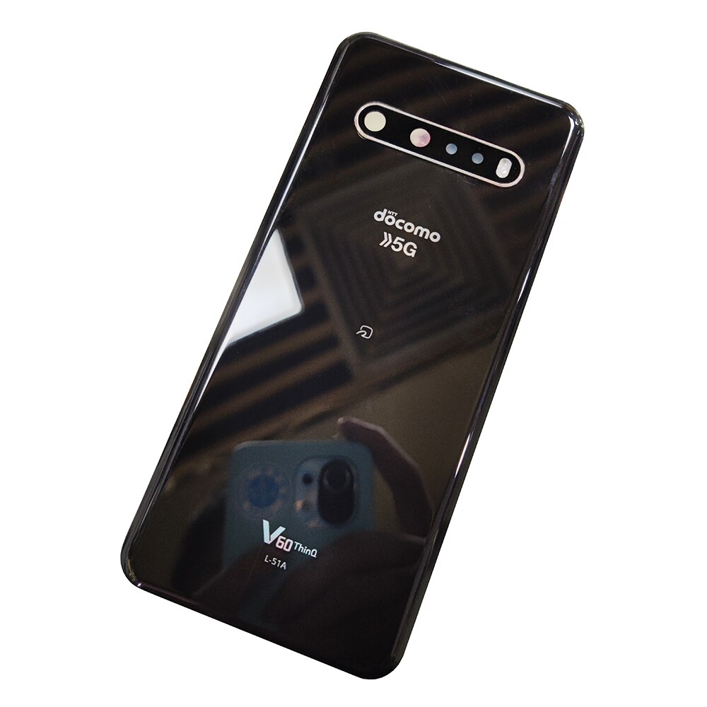 V60 uw original bakglaskåpa för lg  v60 thinq 5g bakdörrsbyte batteriväska, bakre kåpa svart + kameralins: Svart