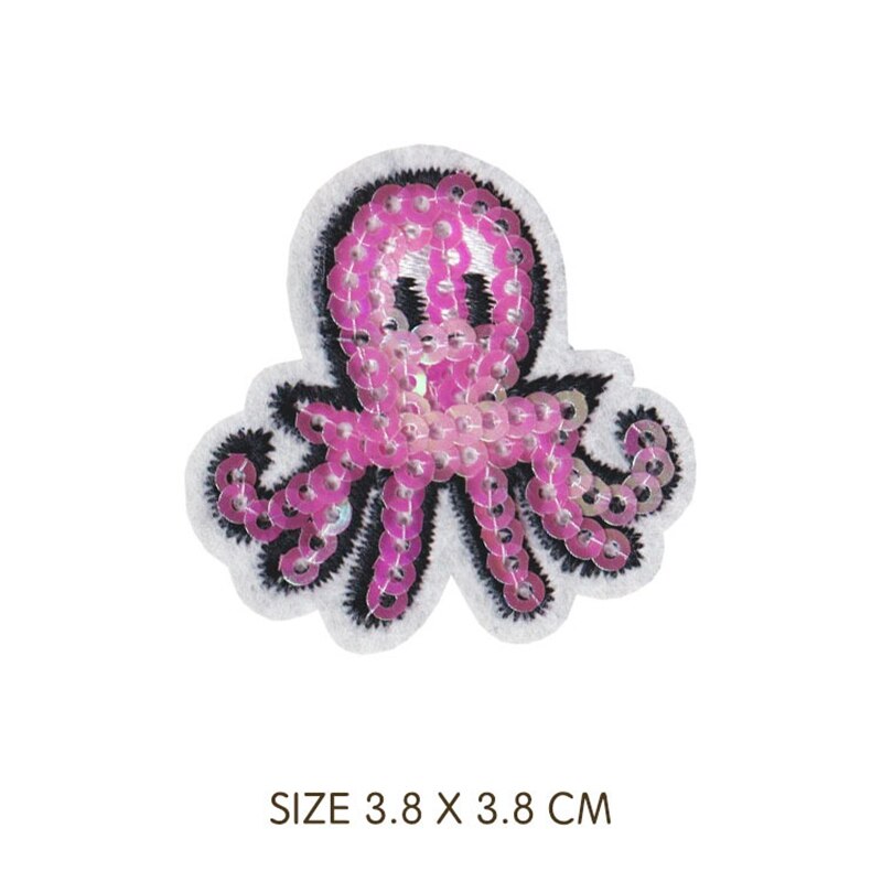 Parches de cuero con calamar de sirena y concha, Parches bordados para planchar para ropa, pegatinas de ropa a rayas de mar DIY, apliques: N-BT7252
