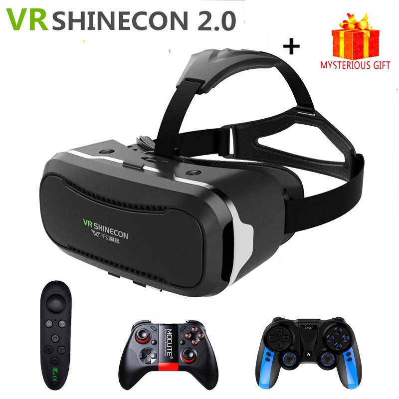 VR Shinecon 2.0 2 VR Casque Headset Video 3 D 3D Virtual Reality Bril Goggle Voor iPhone Android Smartphone Helm smart Telefoon
