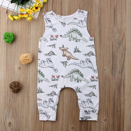 Sommer Nette Neugeborene Baby Junge Mädchen unisex Kleidung ärmellos Dinosaurier Strampler Gesamt Outfits