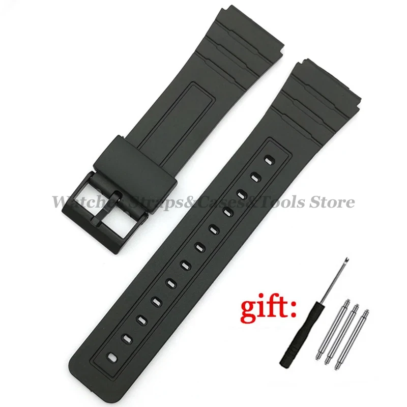 Correa de goma para reloj Casio W800H Band 12 14 16 18 20mm 22mm accesorios de correa de silicona para buceo deportivo F91W F84 F105/108/A158: Black Yellow / 22mm