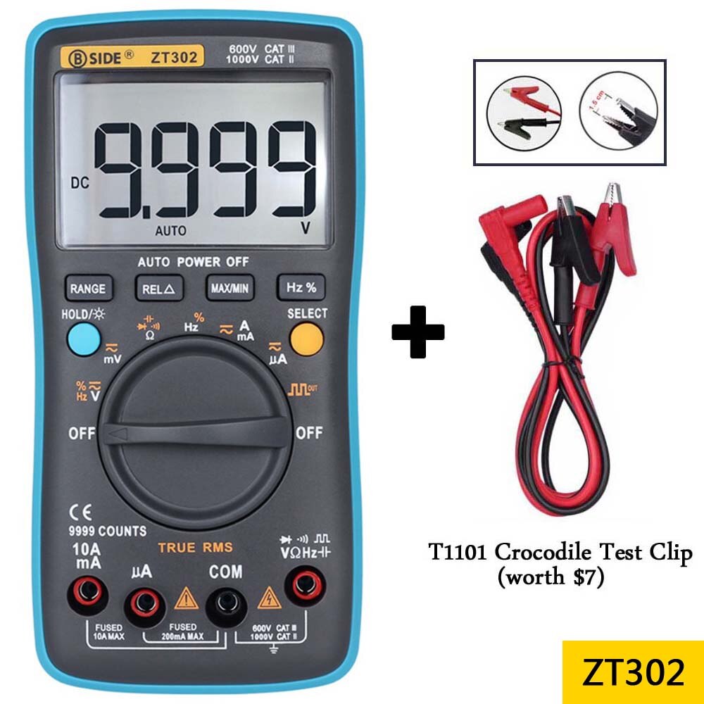 Digitale Multimeter Bside ZT301 302 True-Dc/Da Voltmeter Ammeter Multimetro Weerstand Hz Temp Tester: ZT302 and gift