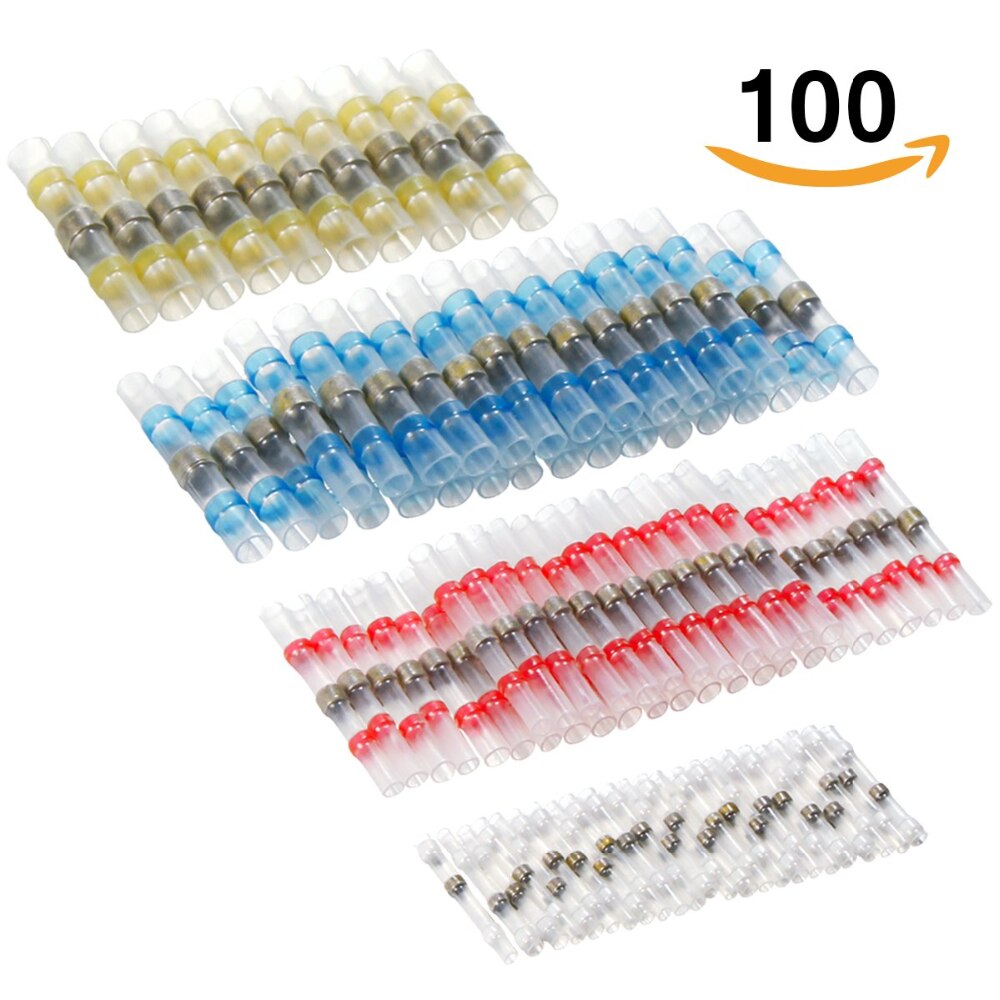 50pcs heat-shrink tubing connectors Electrical Wire Terminals Insulated Butt Splices Waterproof Solder Seal Sleeve