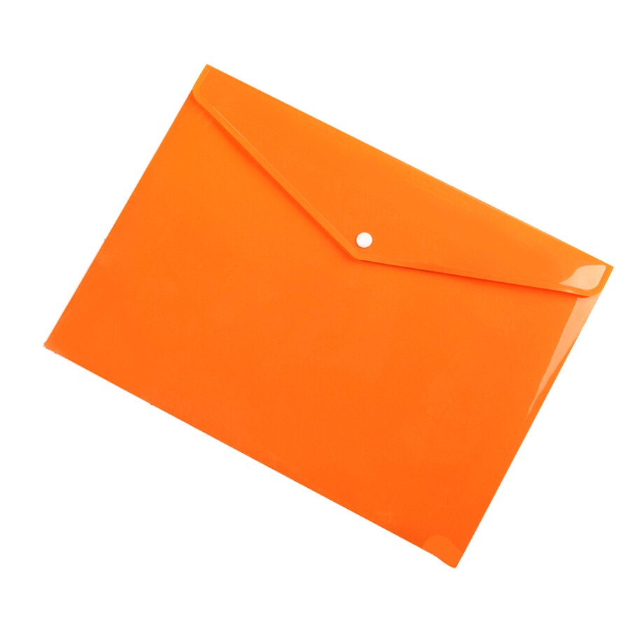 A4 Size Envelope Folder PP Plastic Storage Pouch Holder Paper Document File Folder Organizer Bag with Snap Button Closure: Opaque Orange