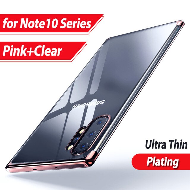 Lamorniea miękka TPU Case do Samsung Galaxy uwaga 10 poszycia miękkie czyste etui z TPU do Samsung Note 10 Plus Note10 Pro telefon przypadku: For Note 10 Plus / Rose Gold