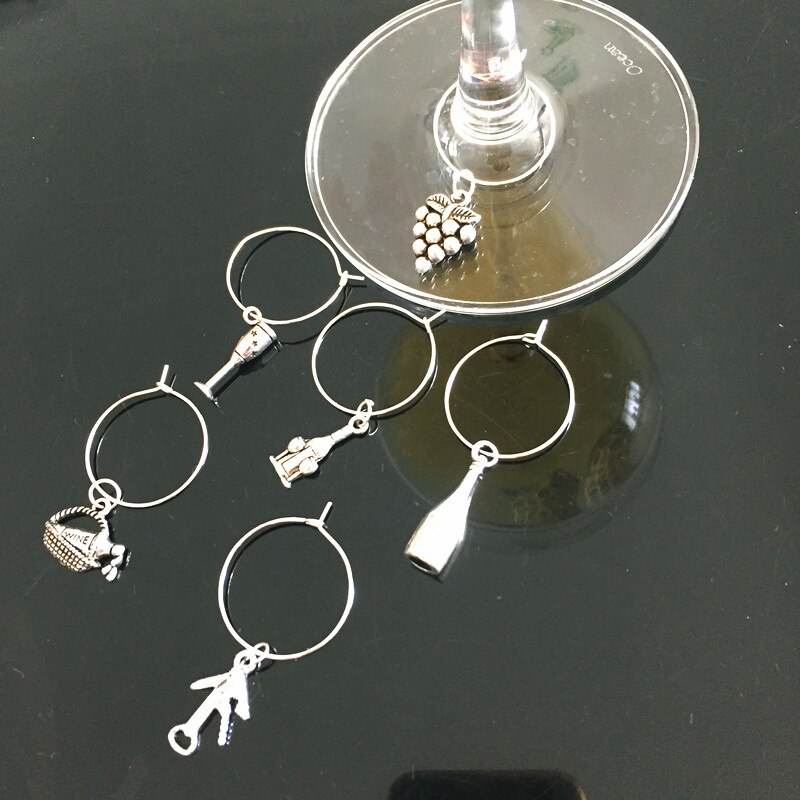 Wijn charms 6 stks Wijnglas Charmes Ringen Marker Christmas Party Bar Tafel Decoraties Kerstcadeau