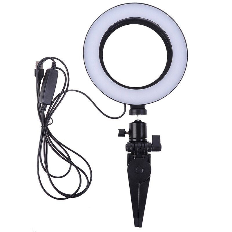 Photography LED Selfie Ring Light 16CM Dimmable Camera Phone Ring Lamp 6inch With Table Tripods For Makeup Video Live Studio