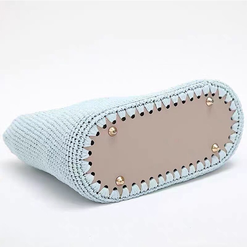 1 stk håndlavet pu læder bund med huller nitte til strikke taske håndtaske gør det selv kvinder skulder crossbody tasker tilbehør