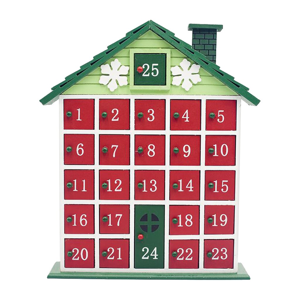 Advent Calendar from 24 Day Wooden Christmas Calendar with 25 Drawers, Premium Décor, Wood with Painted Details