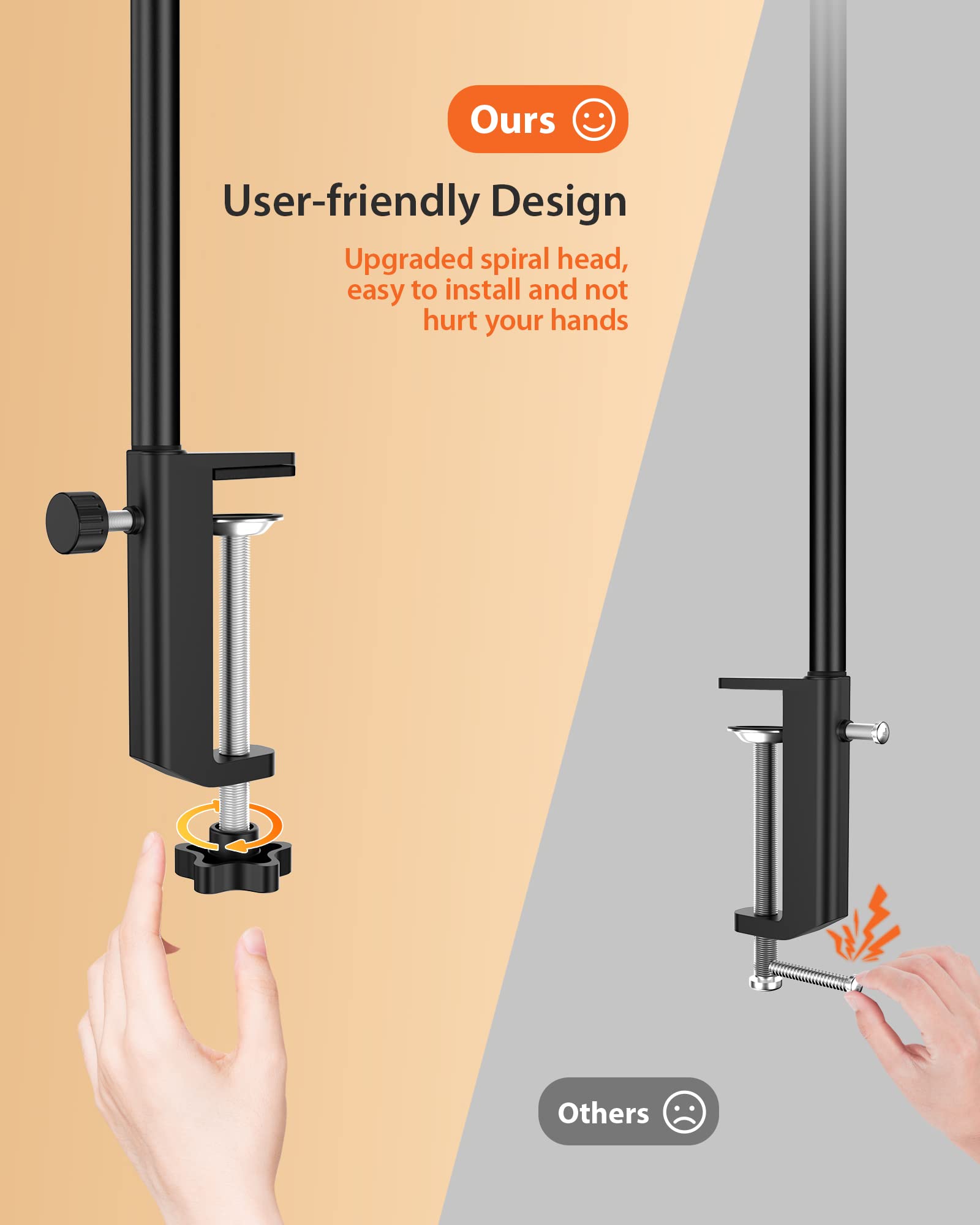 Schwanenhals-usb-Clip-nachtleselampe mit 3 farben und 10 helligkeitsstufen, dimmbar mit 160 leds, usb-anschluss.