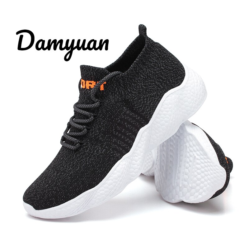 Damyuan løpesko plugg størrelse 46 komfortable pustende sneaker til menn vulkanisere sko uten skinn sportssko til menn: Svart / 6.5