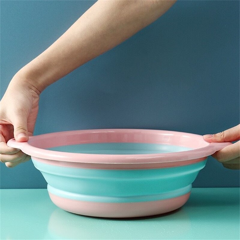 Household Convenient Laundry Basin Portable Washbasin Children Outdoor Retractable Plastic Fold-able Washbasin Folding Basin