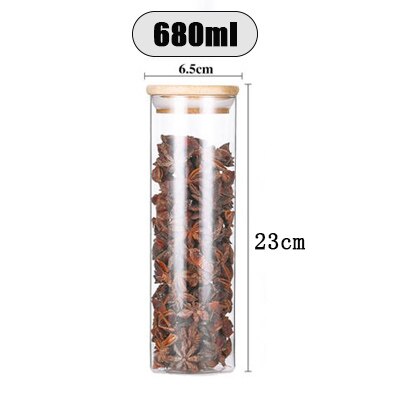 Przezroczyste słoiki szklane, słoiki z uszczelką, butelki robić przechowywania ziaren, słoiki na przyprawy, puszki robić przechowywania w kuchni, organizacja przechowywania w kuchni: 6.5 x 23cm 680ml / Pokrywki korkowe