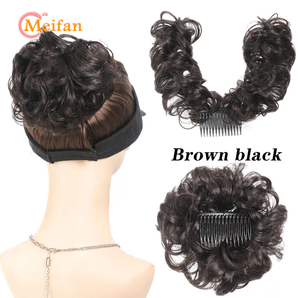 Messy Hair Bun Curly Hair Piece Side Comb Clip in Hairtail Extension Short Natural Versatile Adjustable Styles Easy Hair pieces: Orange