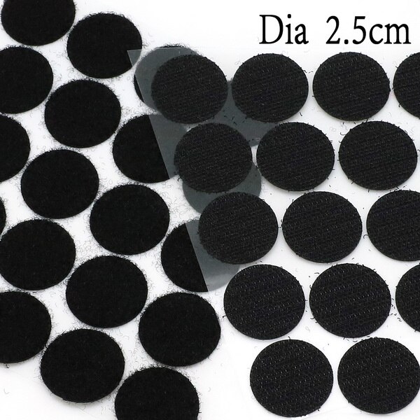 10/15/20/25/30MM Kleber Kleber Punkte 100 Haken und Schleife Verschluss Zurück Starke magie Aufkleber Band DIY Hause Nähen Zubehör: 25mm black  100dots
