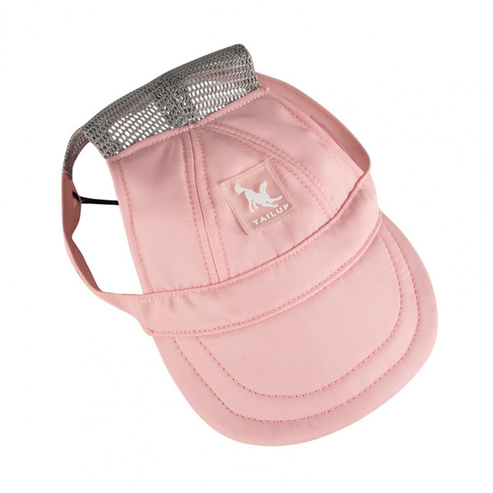 Husdjursbasebollkeps andningsbar basebollhatt utomhus solhatt keps med öronhål klä upp sport husdjurssolhatt hundskyddskeps: L / Rosa