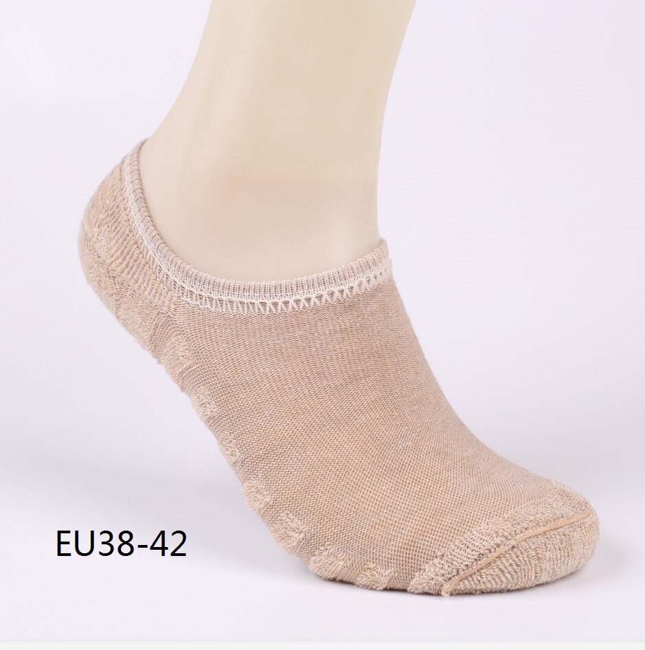 Chaussettes style serviette, invisible, pour homme, 6 pièces (3 paires), 3 couleurs/lot, matière coton, rayures, semelles anti-dérapantes, , , grande taille EU 43-46: skin