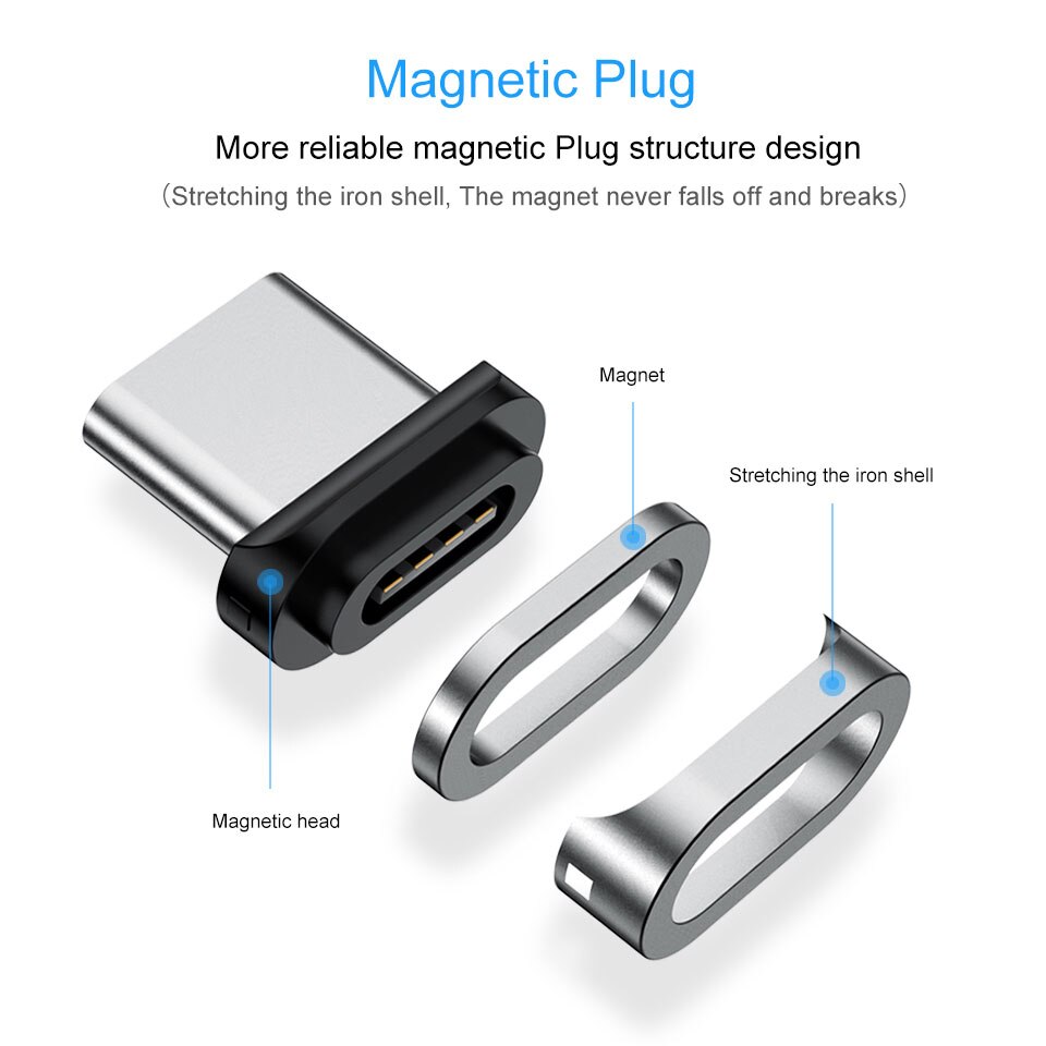 Qc 3.0 Quick Charge 3A Magnetische Type C Fast Charger Kabel Voor Lenovo M10 / P10 / Z5 Pro/s5 Pro / Tab 4 8 Plus / Tab 4 10 Plus