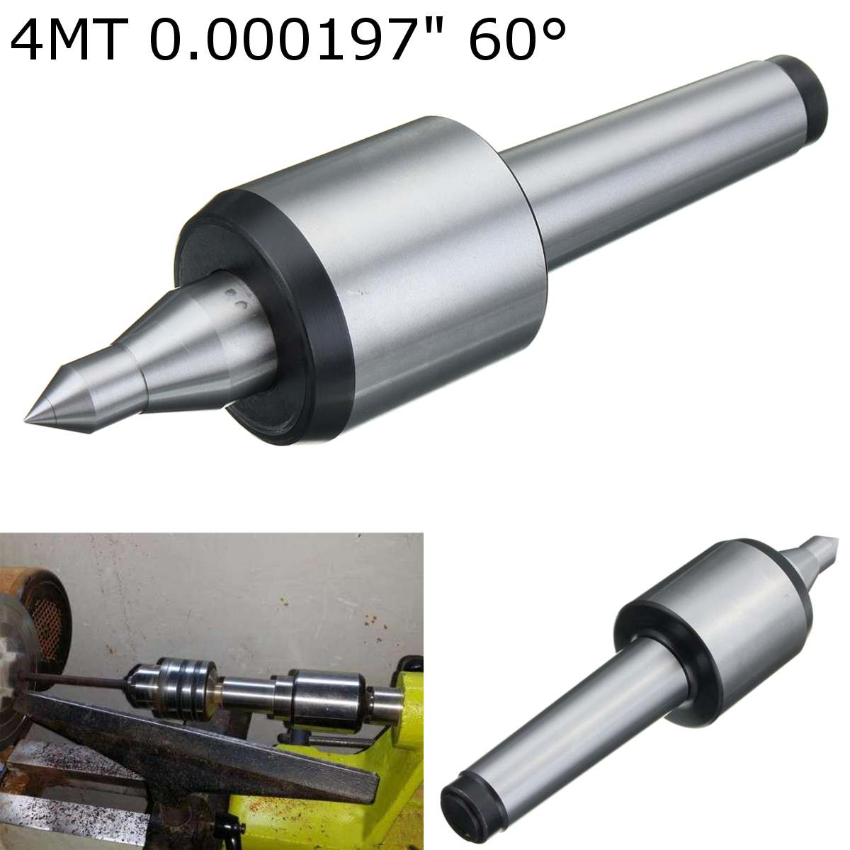 4MT Morse Taper Live Center – 60 Degree, 0.00019" Accuracy, Triple Bearing