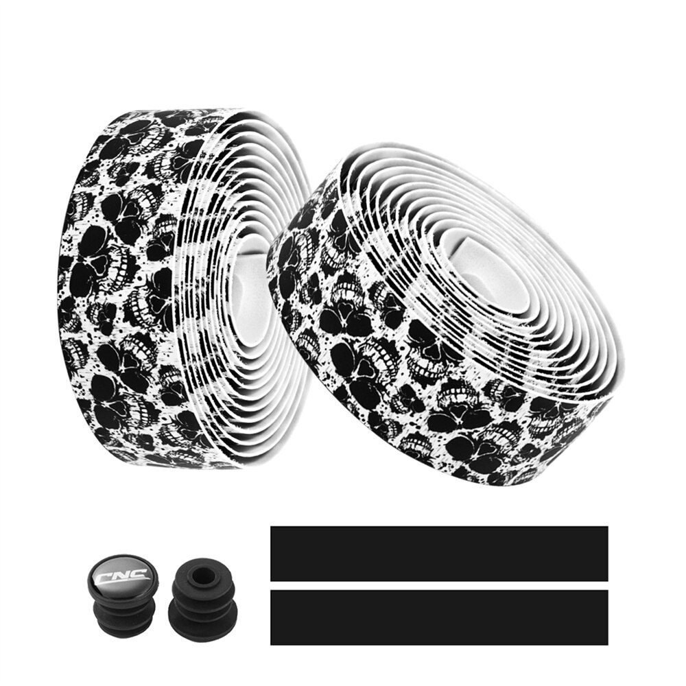 Cinta de manillar de calavera CNC para bicicleta de carretera, correa de engranaje Fixie de 2350mm, cinta de envoltura de bicicleta de PU EVA: Skull