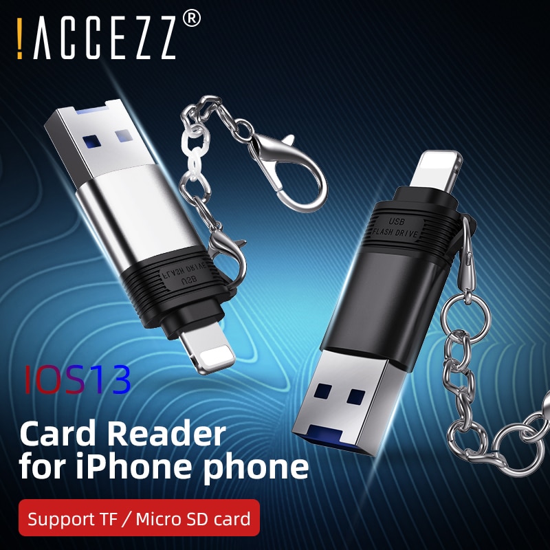 ! Accezz Tf/Micro Sd-kaartlezer Voor Apple Iphone 11 Pro X Xs Max 8 7 6 6 S se Plus IOS13 Geheugenkaarten Reader 8 Pin Naar Usb Adapter