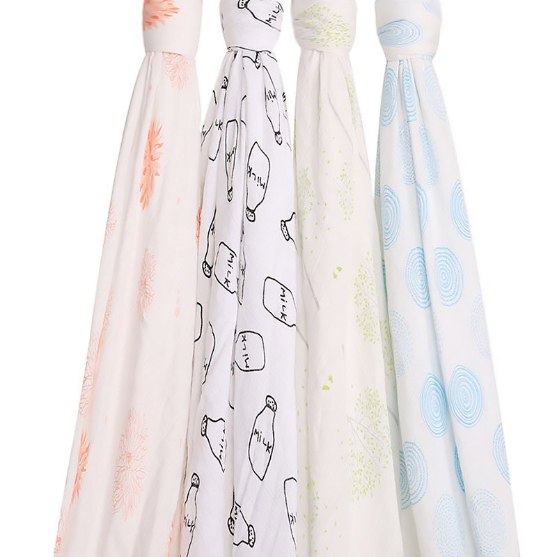 Andningsbara babyfiltar bambufibertyg muslingaze handduk supermjuka filtar för nyfödda sommarwrap 120*120cm