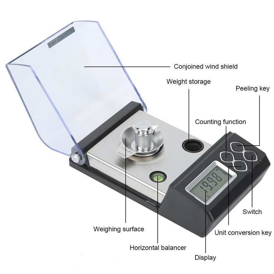 20/30/50G 0.001 Elektronische Weegschalen Draagbare Mini Lcd Digitale Weegschaal Sieraden Pocket Weegschalen Lab Gewicht milligramgewichten Schaal