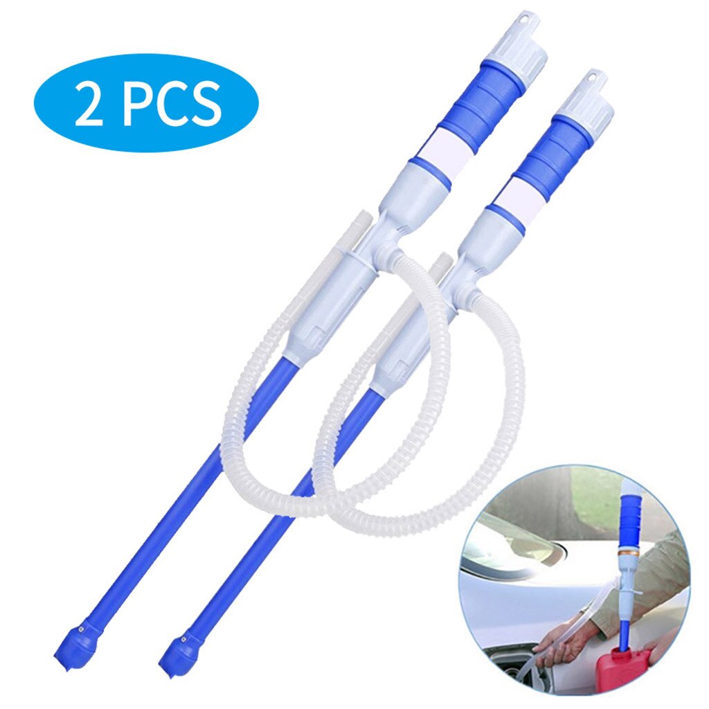 2pcs Electric Automatic Fuel Fluid Water Pump Siphon Pump Battery Powered Gas Water Bathroom Pond Manual pump Liquid: Blue